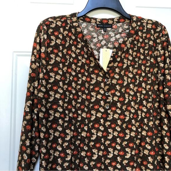 NAPA VALLEY WOMENS TOPS PLUS SIZE 2X PULLON 3 BUTTONS FRONT 3/4 SLEEVES FLORAL - Picture 4 of 8